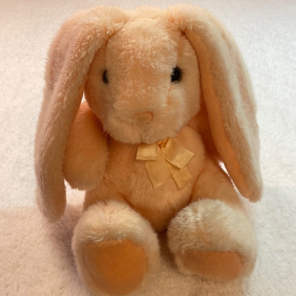 Applause Peach Stuffed Animal Long-ear Rabbit Easter Bunny